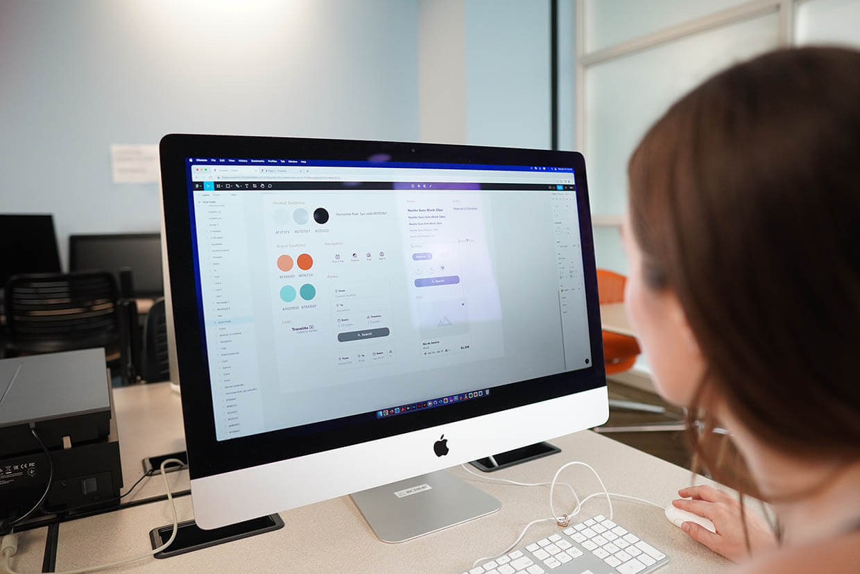 Student working at a computer